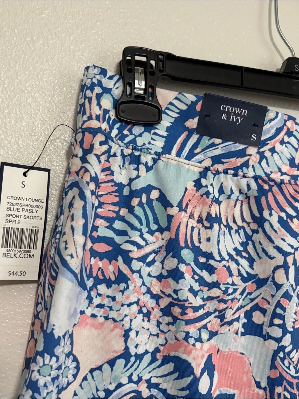 NWT Women's Crown & Ivy Athletic Activewear Workout Skort Skirt Paisley Golf Sm